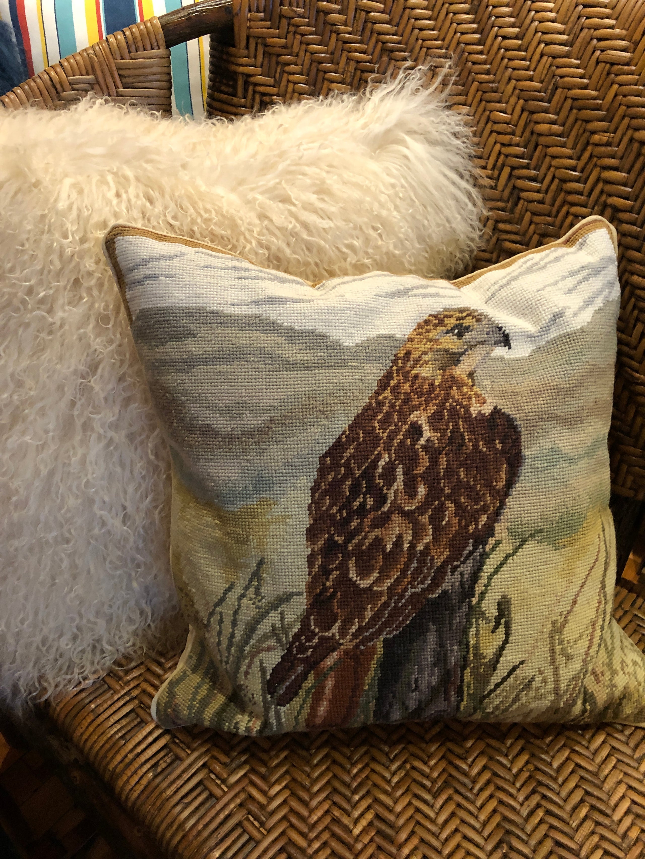 Needlepoint Pillows 100% Wool with Feather Down Inserts